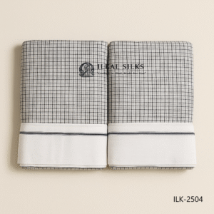 Patteda Anchu With Gray -White Checkered Pattern-ILK2504