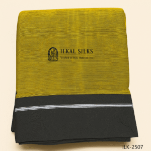 Patteda Anchu Mehandi Green plane - black border  handloom pattern-ILK2507
