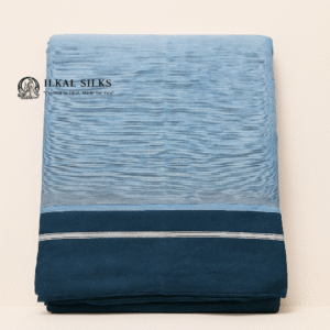 Patteda Anchu Light sky blue plane - black border  handloom  pattern-ILK2508
