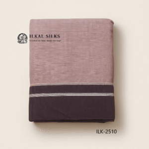 Patteda Anchu Mauve or dusty rose  plane saree - Dark maroon  border  handloom  pattern-ILK2510