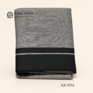 Patteda Anchu Gray plane saree - black  border  handloom  pattern-ILK2512